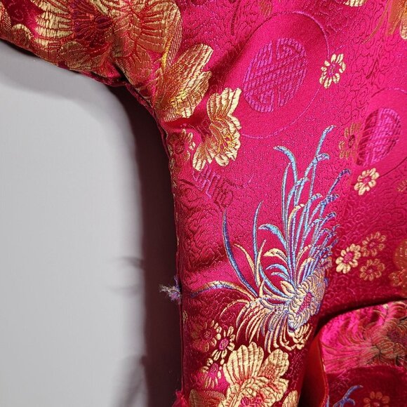 Solz Squirrel Vintage Chinese Satin Kimono One Size Pink Embroidered floral - Picture 3 of 14